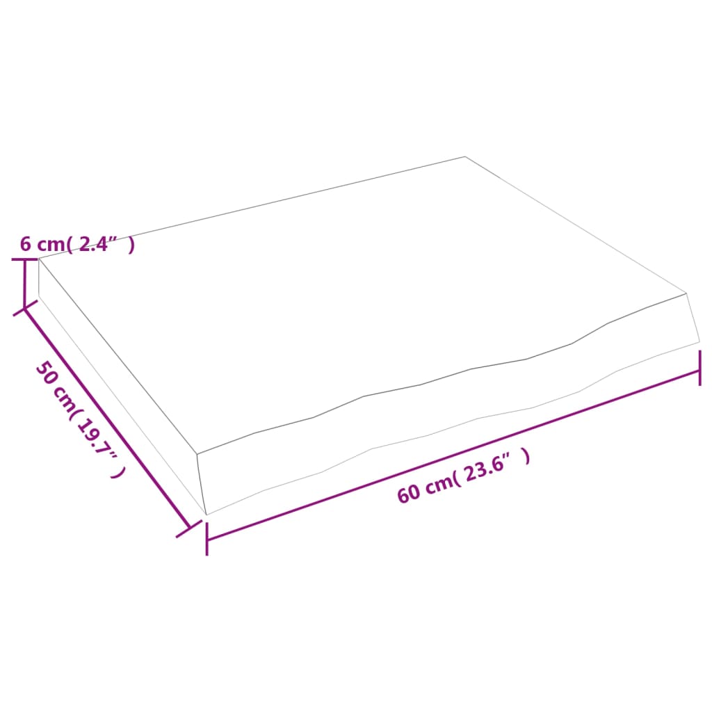 vidaXL Blat de masă, 60x50x(2-6) cm, lemn masiv de stejar netratat