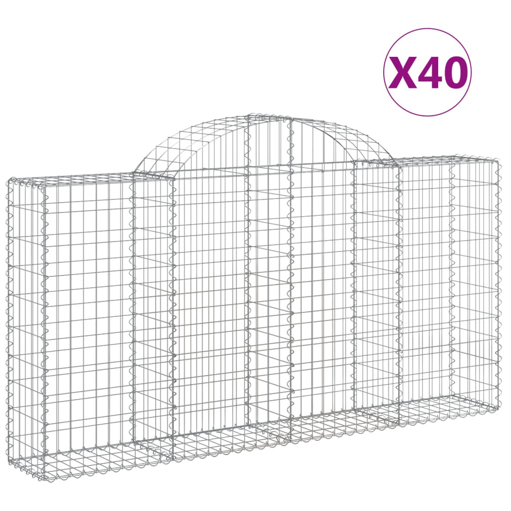 vidaXL Coșuri gabion arcuite 40 buc, 200x30x100/120 cm fier galvanizat