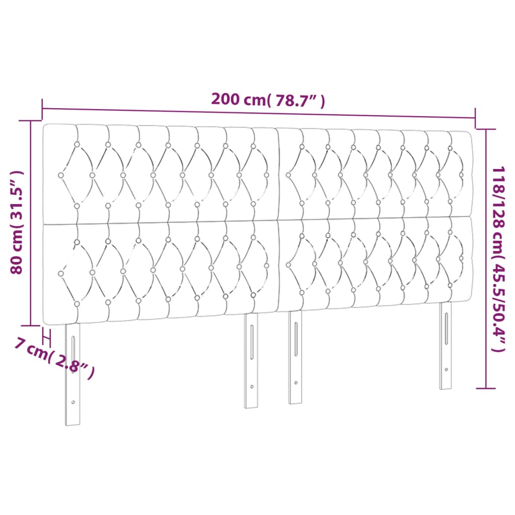 vidaXL Tăblii de pat, 4 buc, negru, 100x7x78/88 cm, catifea