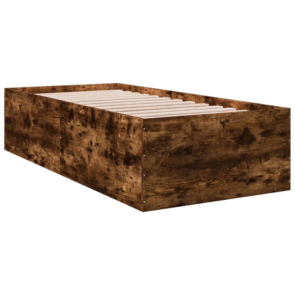 vidaXL Cadru de pat, stejar fumuriu, 100x200 cm, lemn prelucrat