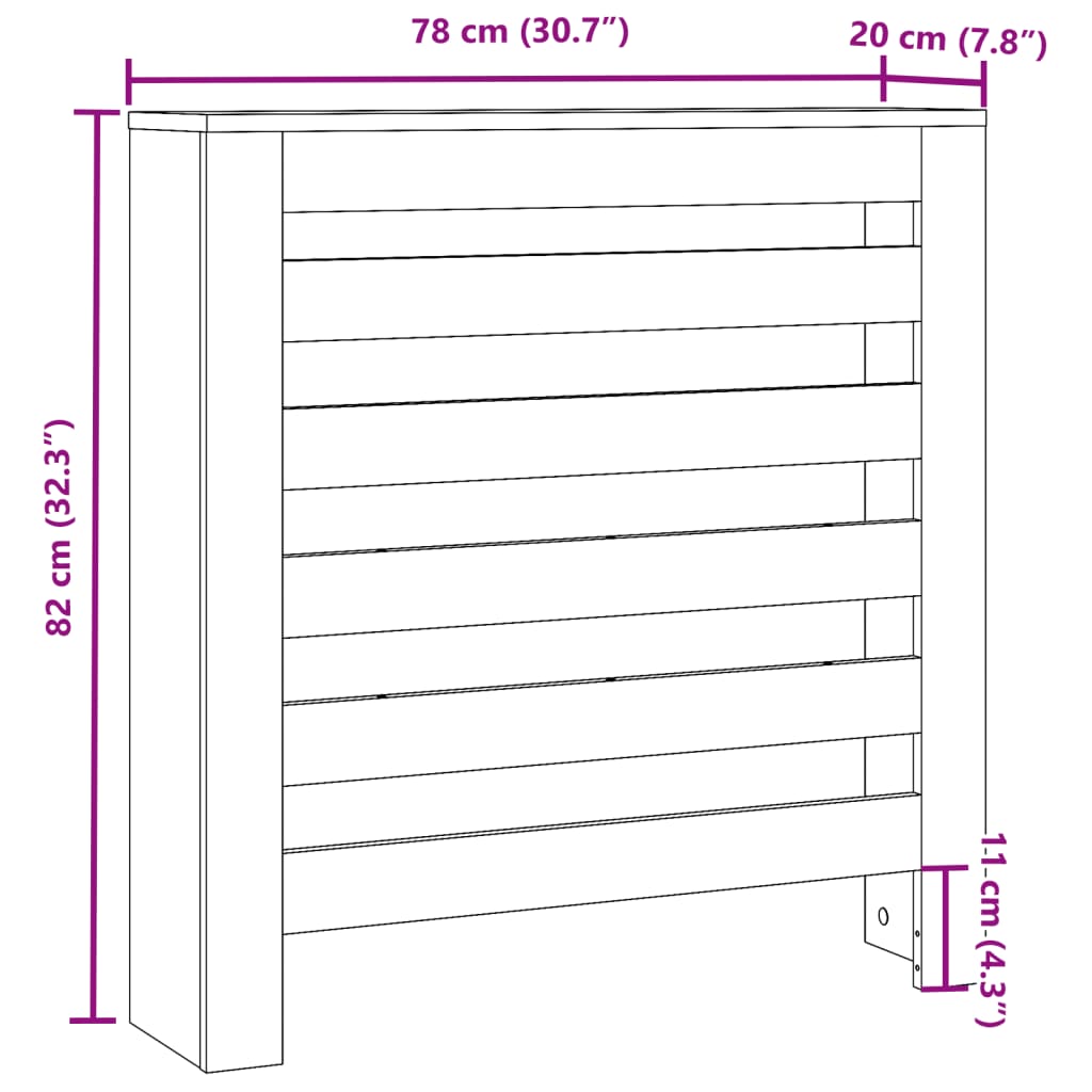 vidaXL Mască pentru calorifer, lemn vechi, 78x20x82 cm, lemn prelucrat