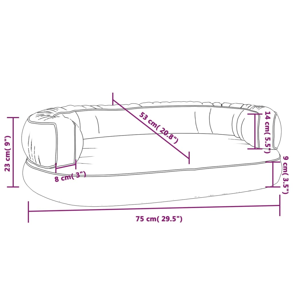 vidaXL Pat de câini, spumă ergonomică, albastru, 75x53 cm, piele eco