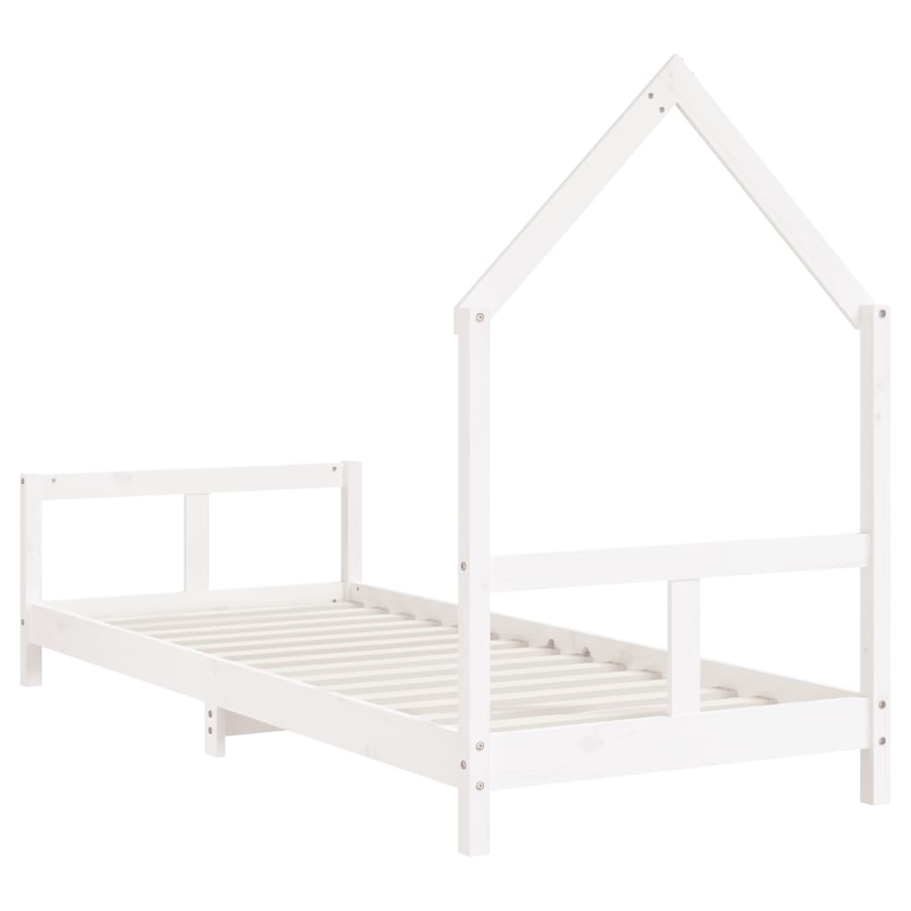 vidaXL Cadru de pat pentru copii, alb, 80x200 cm, lemn masiv de pin