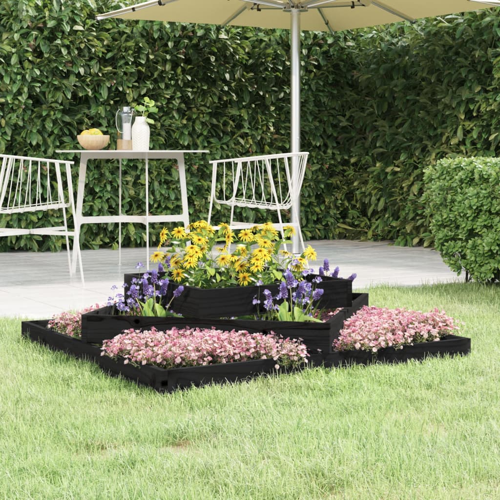 vidaXL Jardinieră, negru, 112x112x27 cm, lemn masiv de pin