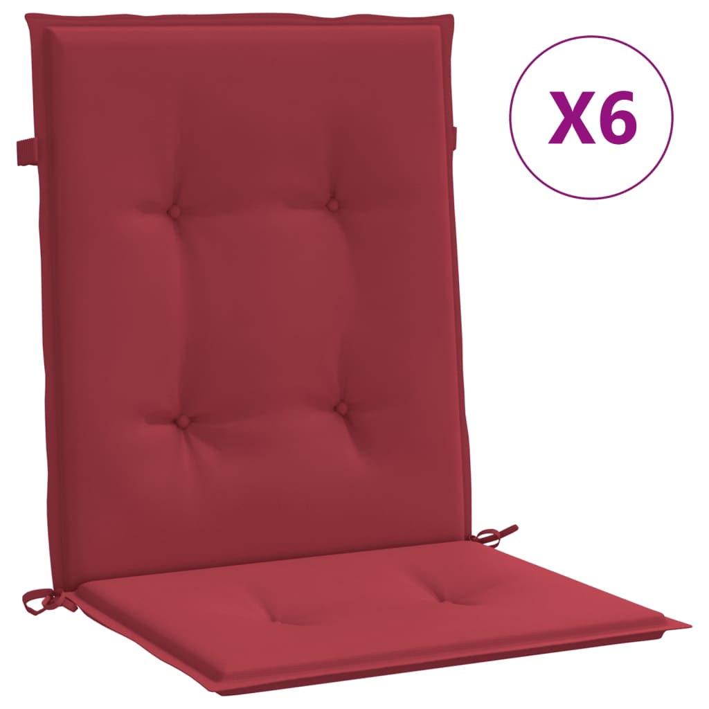 vidaXL Perne cu spătar mic, 6 buc. roșu vin 100x50x3 cm textil oxford