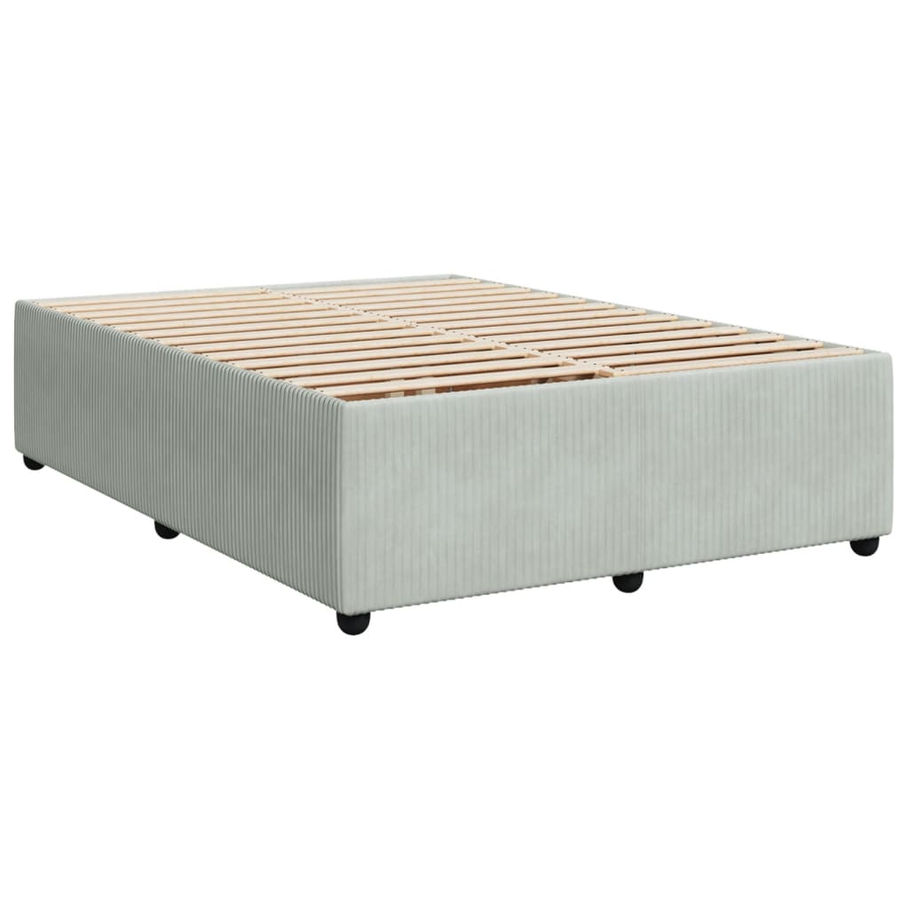 vidaXL Pat box spring cu saltea, gri deschis, 160x200 cm, catifea