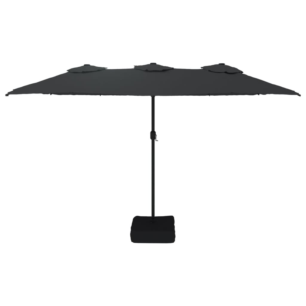 vidaXL Umbrelă de grădină cu două capete/LED-uri, negru, 449x245 cm