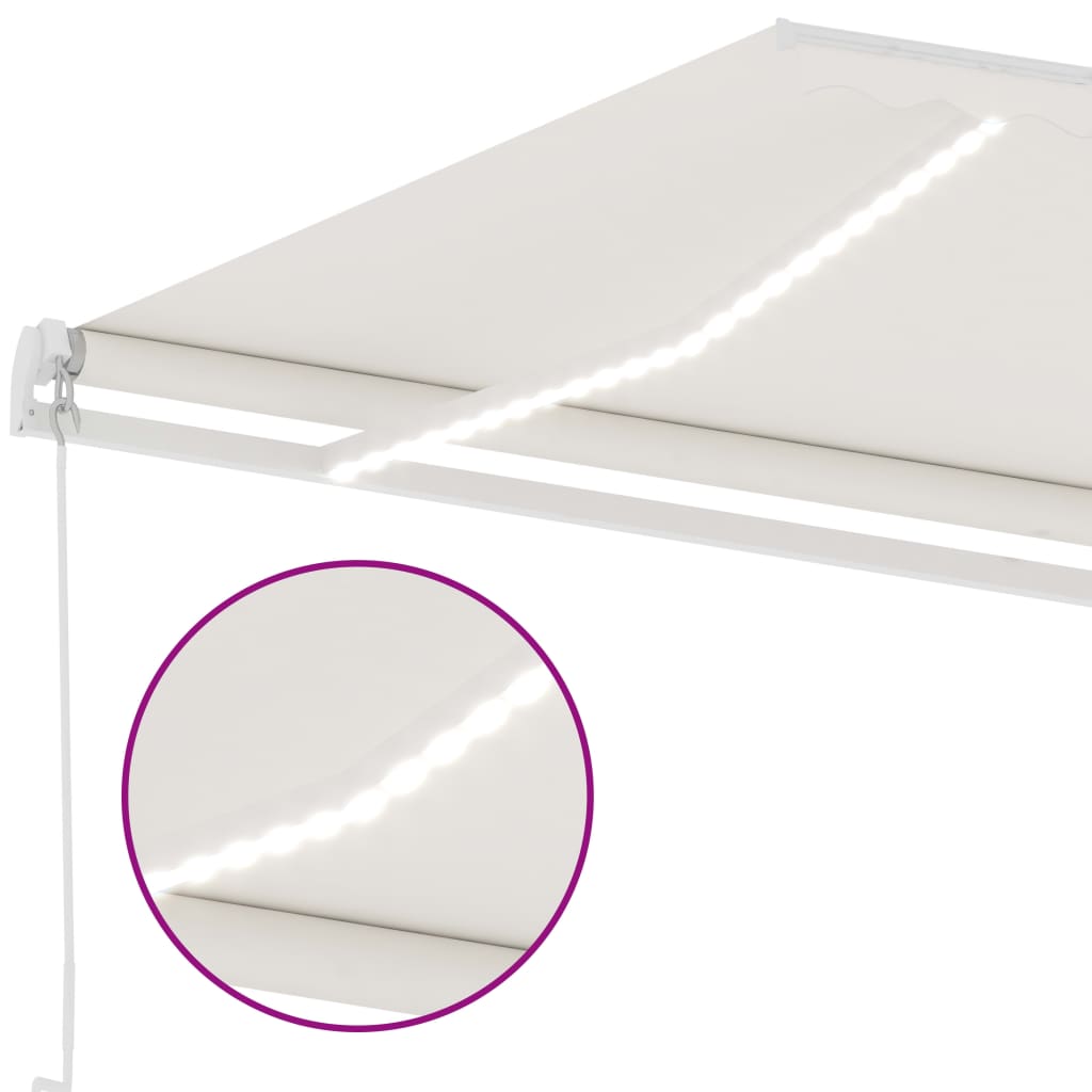 vidaXL Copertină retractabilă manual cu LED, crem, 500x300 cm