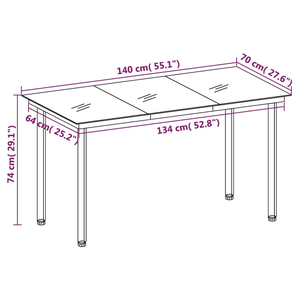 vidaXL Set de masă pentru grădină, 7 piese, cu perne, negru