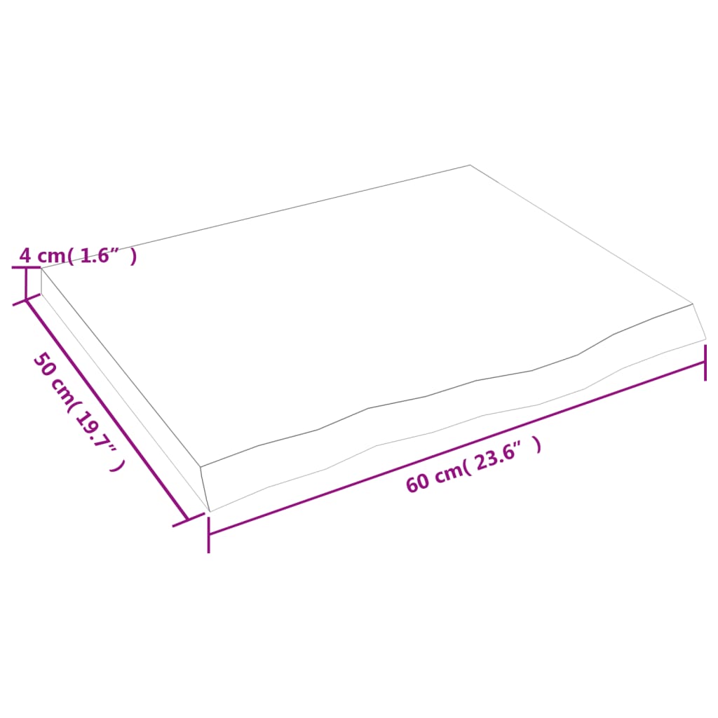 vidaXL Blat de baie, maro închis, 60x50x(2-4) cm, lemn masiv tratat