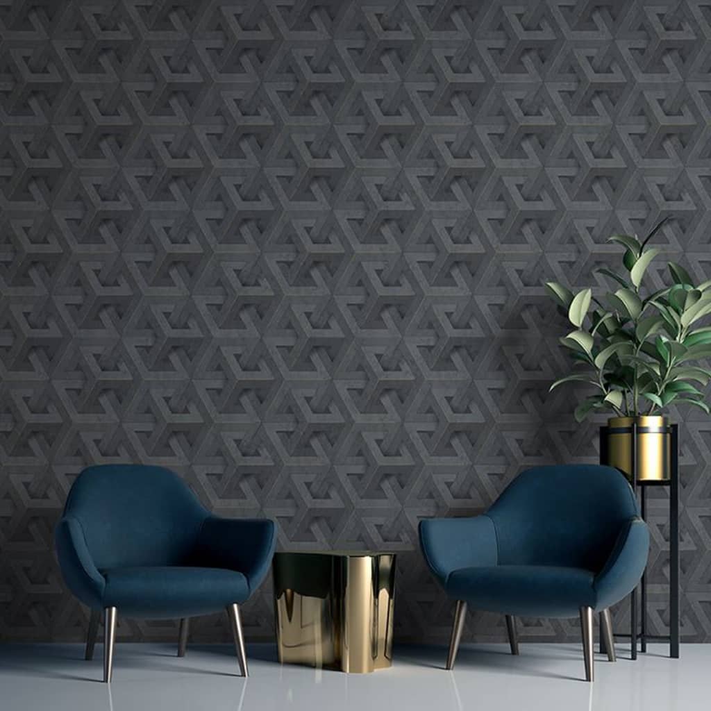 DUTCH WALLCOVERINGS Tapet „Onyx”, antracit și auriu