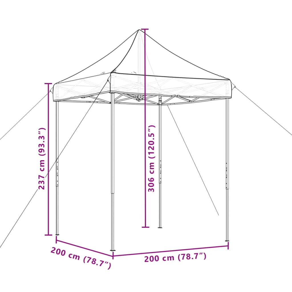 vidaXL Cort de petrecere pliabil Pop-Up, 200x200x306 cm, vișiniu