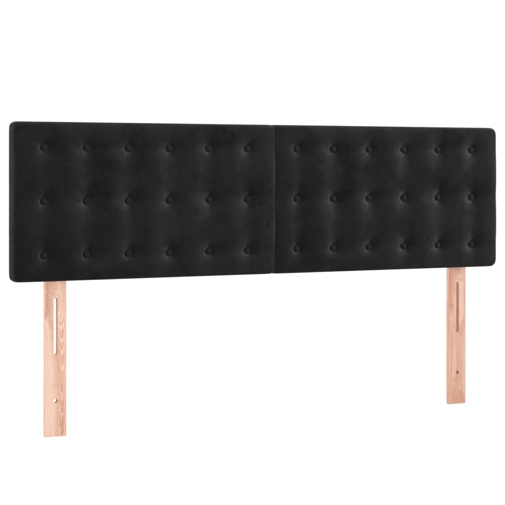 vidaXL Pat box spring cu saltea, negru, 140x190 cm, catifea