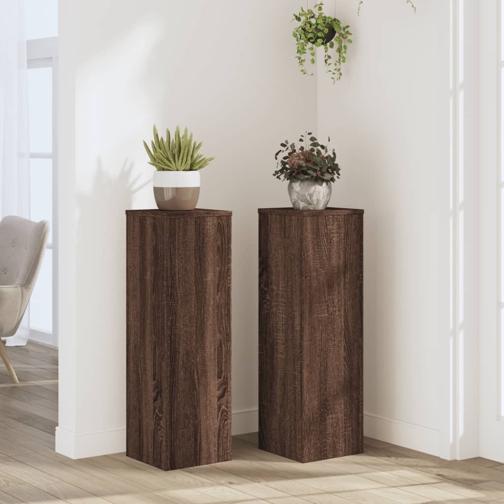 vidaXL Suporturi plante 2 buc. stejar maro 25x25x80cm lemn prelucrat