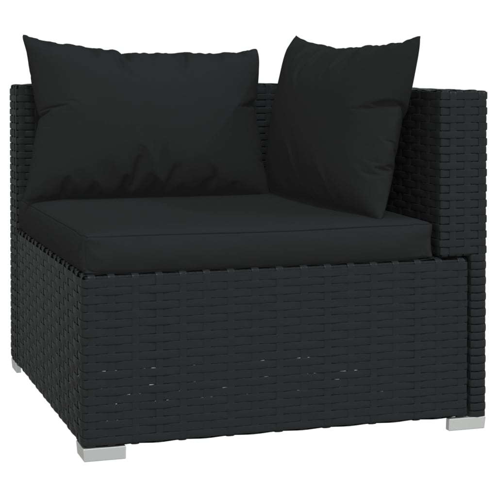 vidaXL Set mobilier de grădină cu perne, 13 piese, negru, poliratan