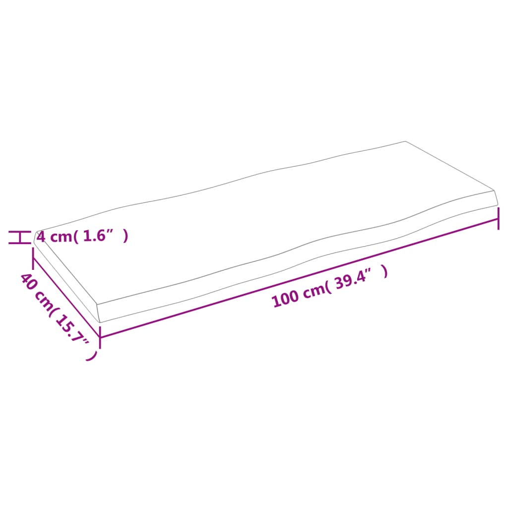 vidaXL Blat masă, 100x40x(2-4) cm, maro, lemn tratat contur organic