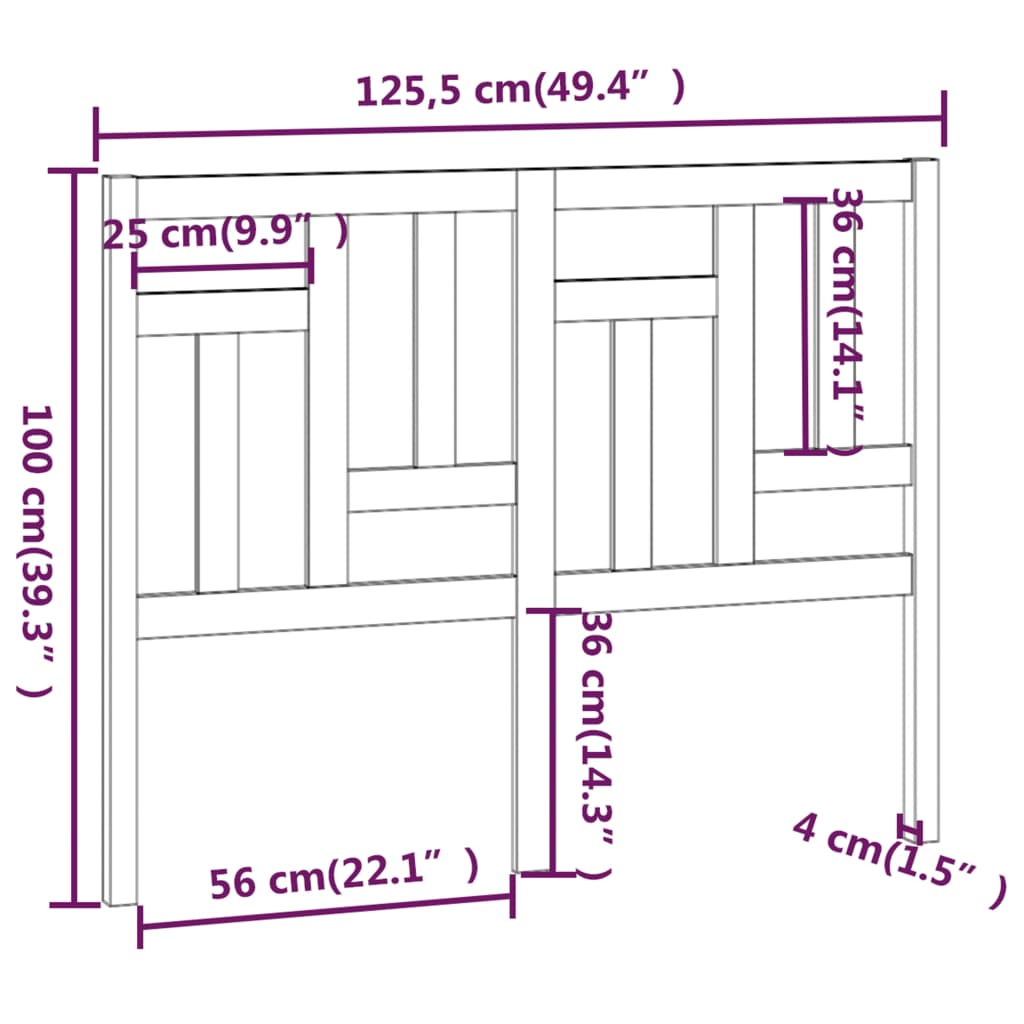 vidaXL Tăblie de pat, alb, 125,5x4x100 cm, lemn masiv de pin