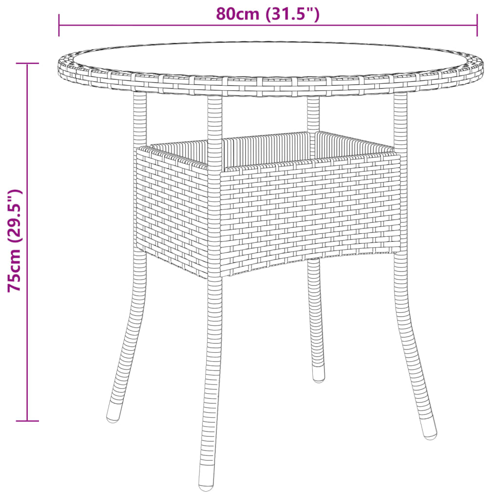 vidaXL Set mobilier de grădină, 3 piese, maro, poliratan