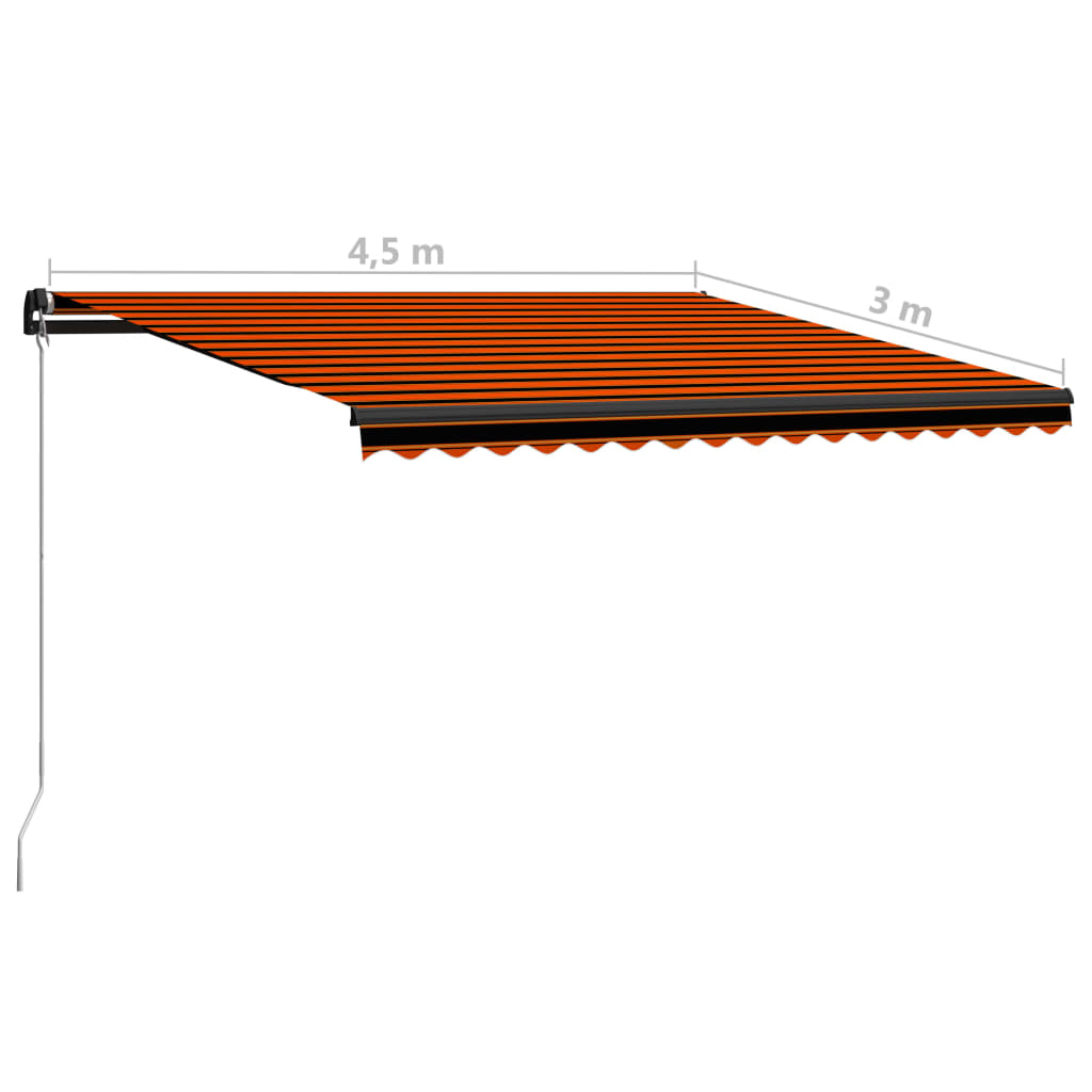 vidaXL Copertină retractabilă manual, portocaliu & maro, 450x300 cm