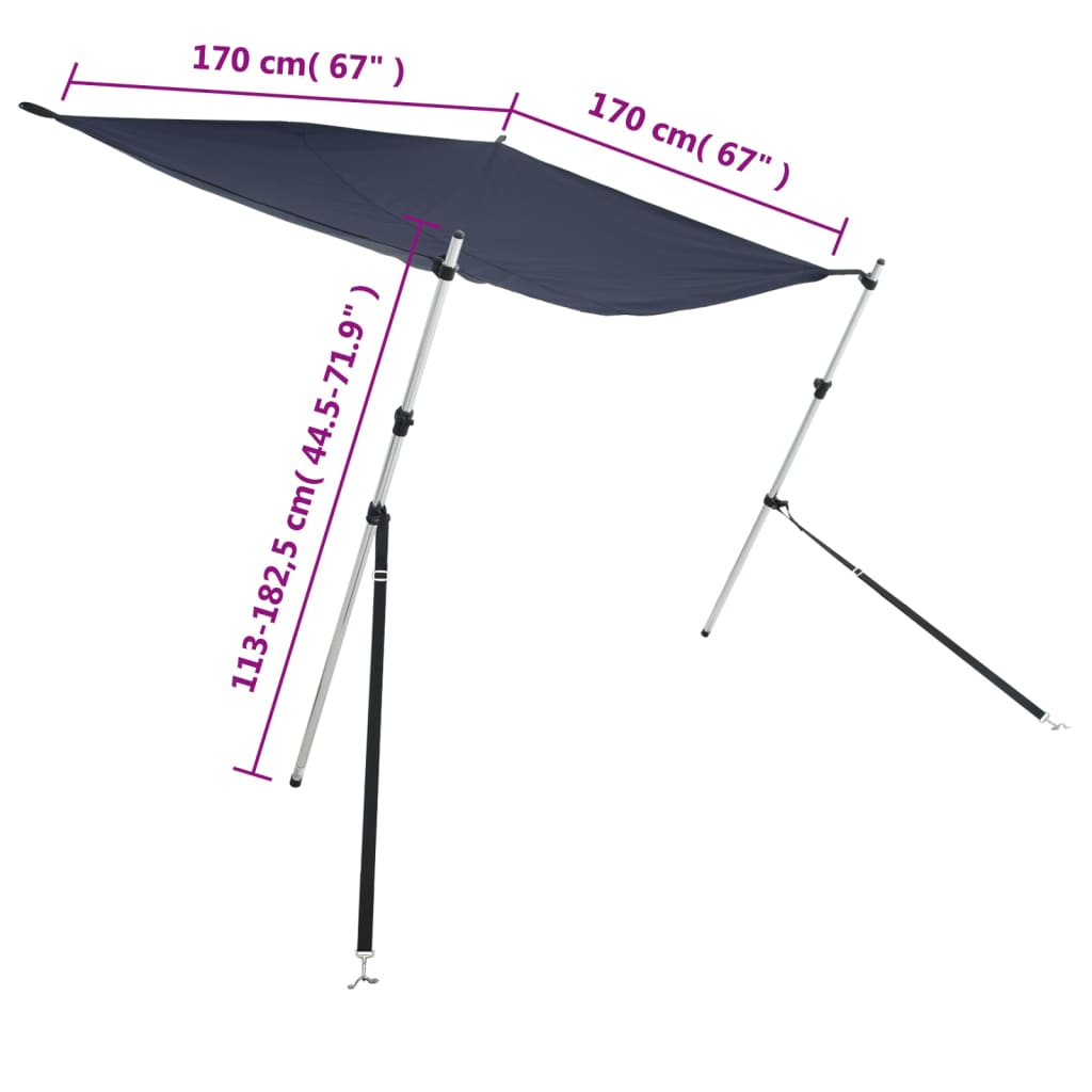 vidaXL Extensie parasolar T-Top, albastru, 170x170x(113-182,5) cm
