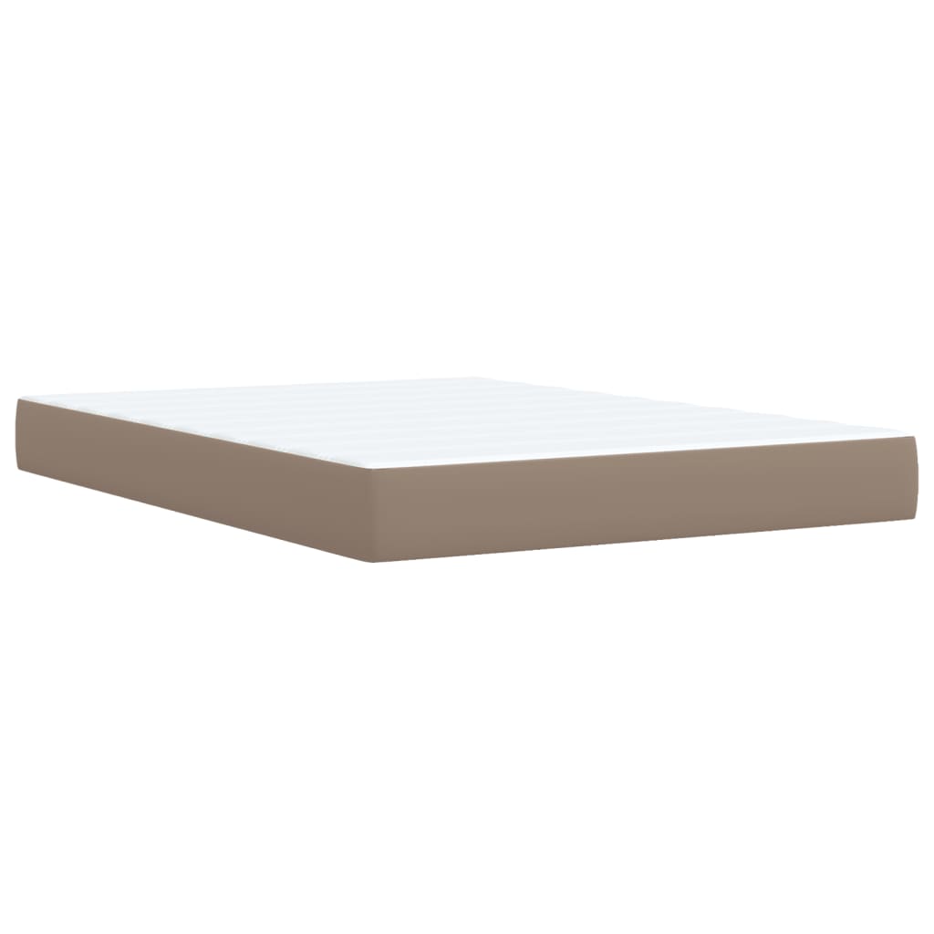 vidaXL Pat box spring cu saltea, cappuccino, 140x200cm piele ecologică