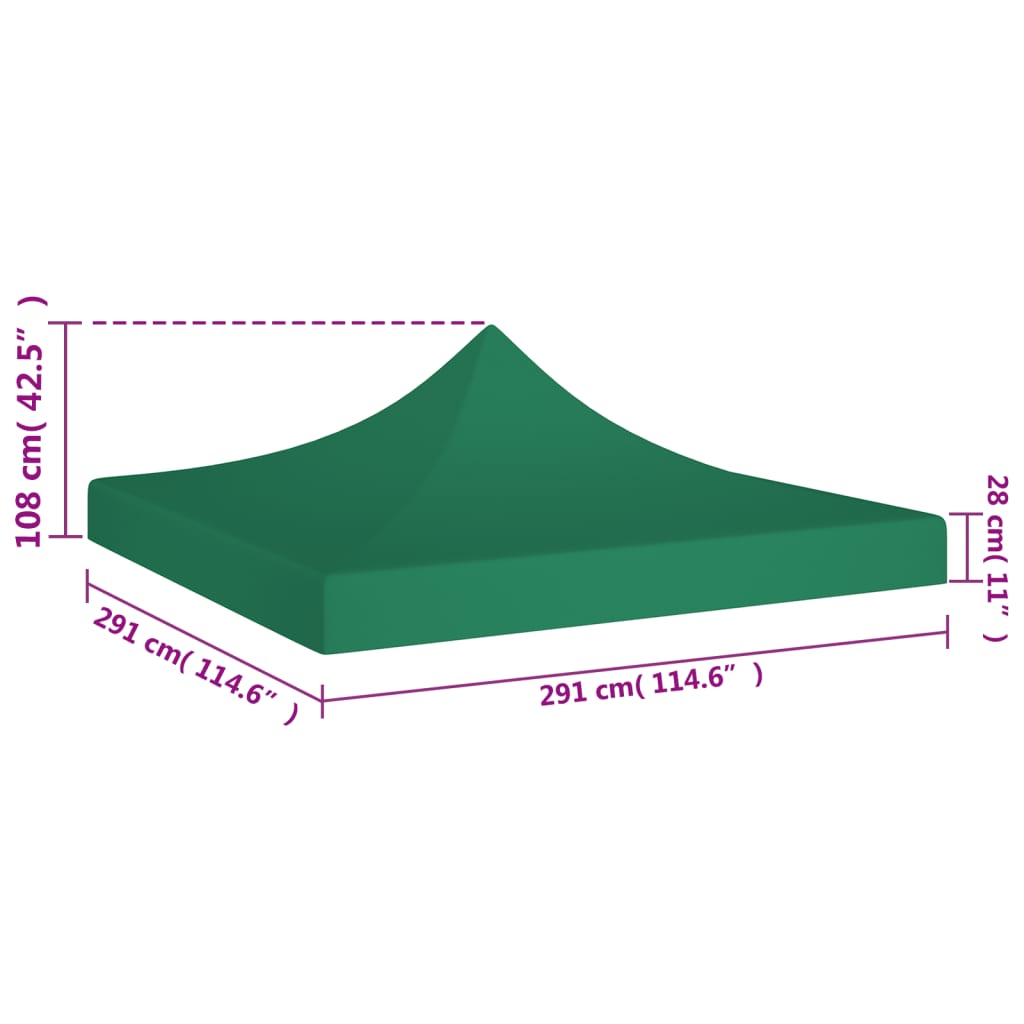 vidaXL Acoperiș pentru cort de petrecere, verde, 3 x 3 m, 270 g/m²