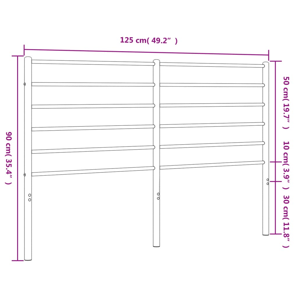 vidaXL Tăblie de pat metalică, negru, 120 cm