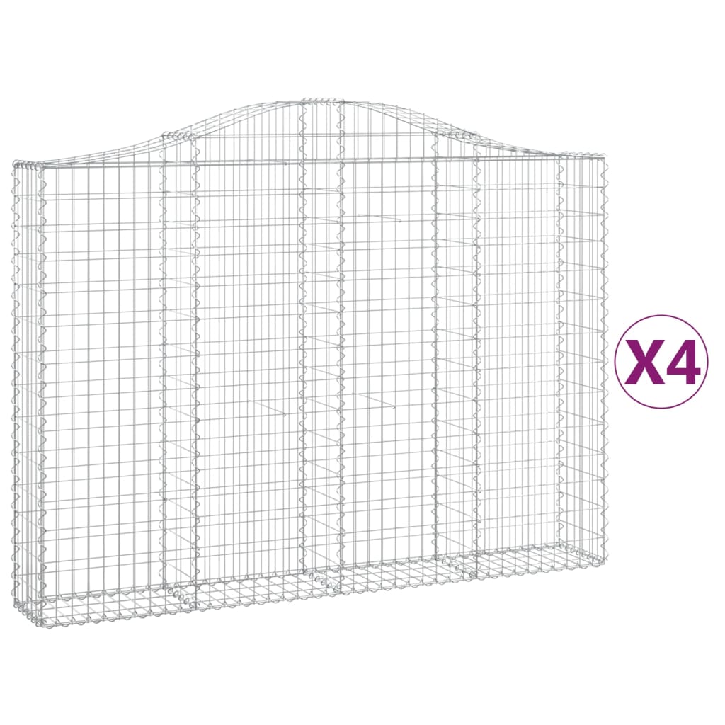 vidaXL Coșuri gabion arcuite 4 buc, 200x30x140/160cm, fier galvanizat