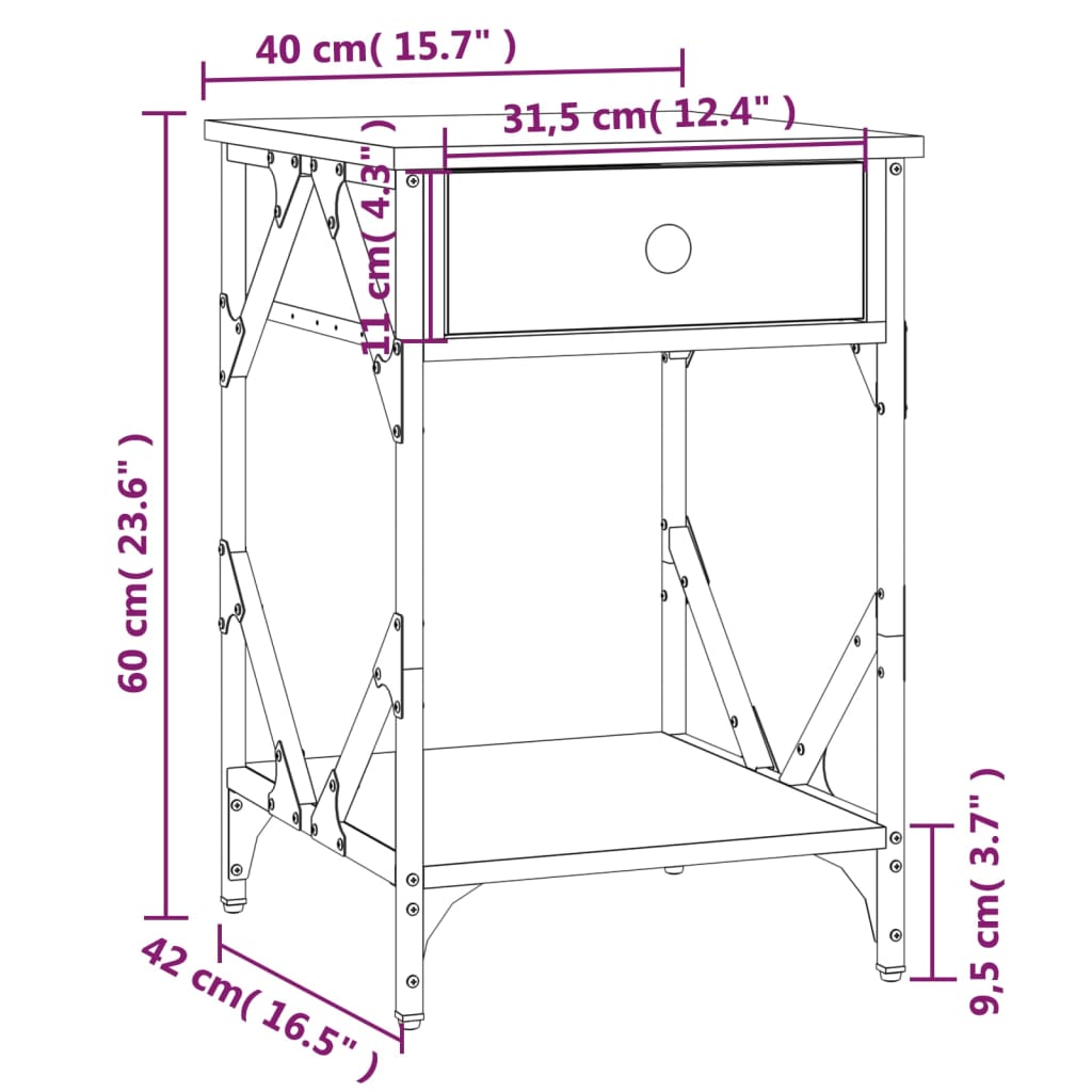 vidaXL Noptiere, 2 buc., stejar maro, 40x42x60 cm, lemn prelucrat