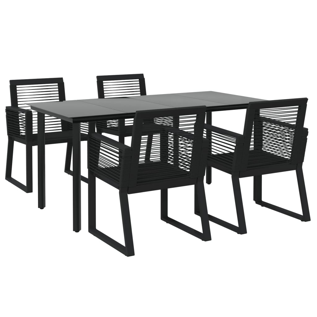 vidaXL Set mobilier de grădină, 5 piese, negru, ratan PVC