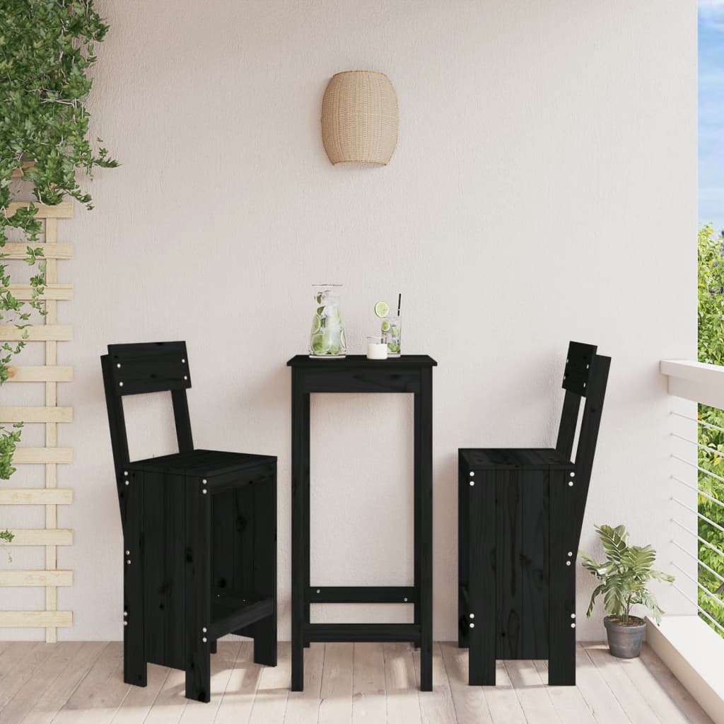 vidaXL Taburete de bar, 2 buc., negru, 40x48,5x115,5 cm lemn masiv pin