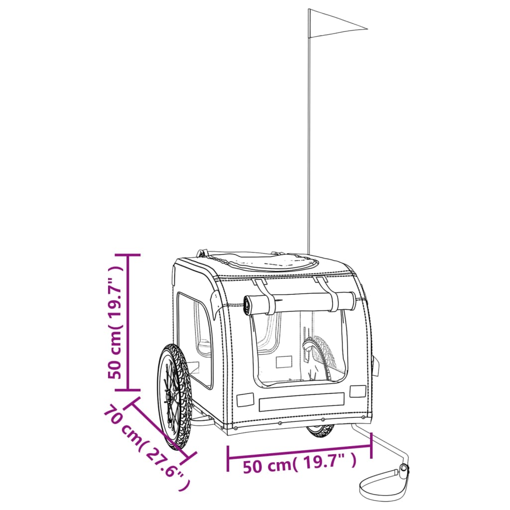vidaXL Remorcă de bicicletă animale portocaliu/gri, textil oxford/fier