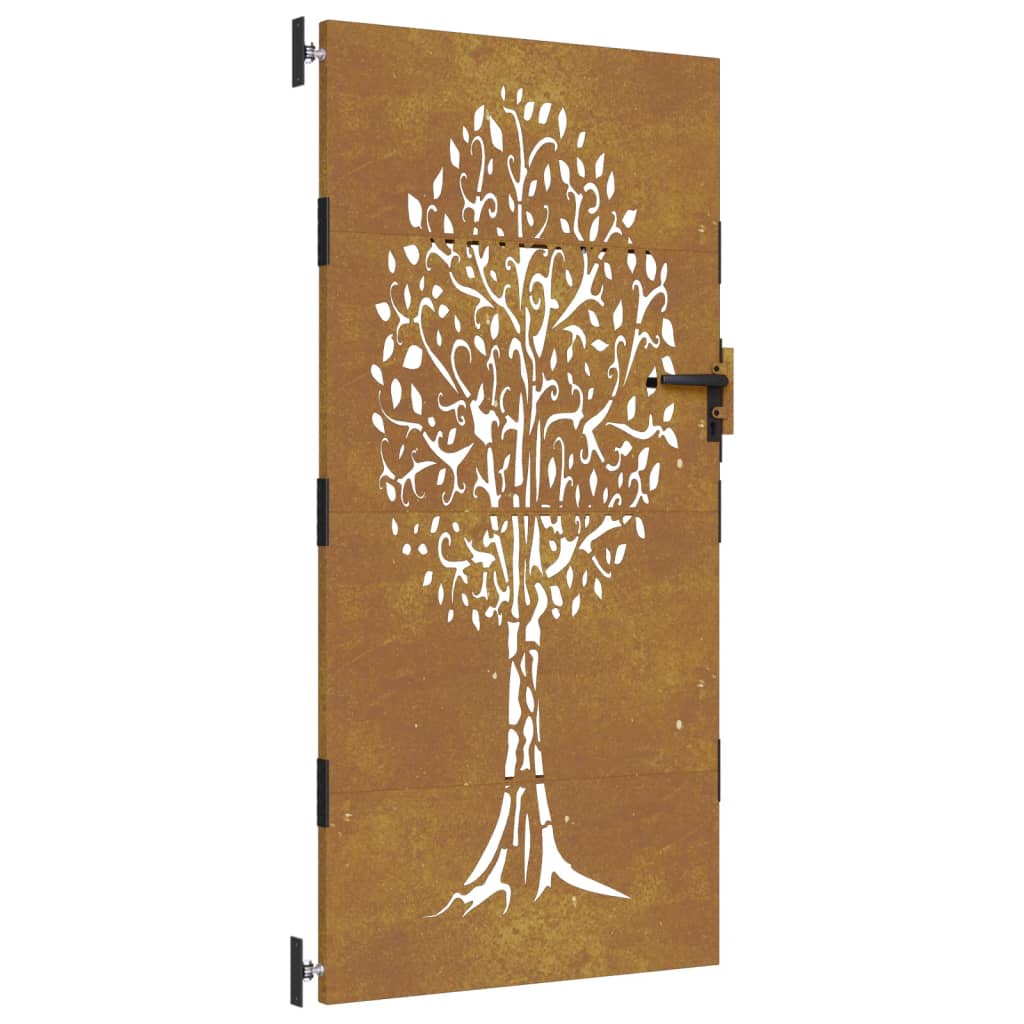 vidaXL Poartă pentru grădină, 85x200 cm, oțel corten, model copac