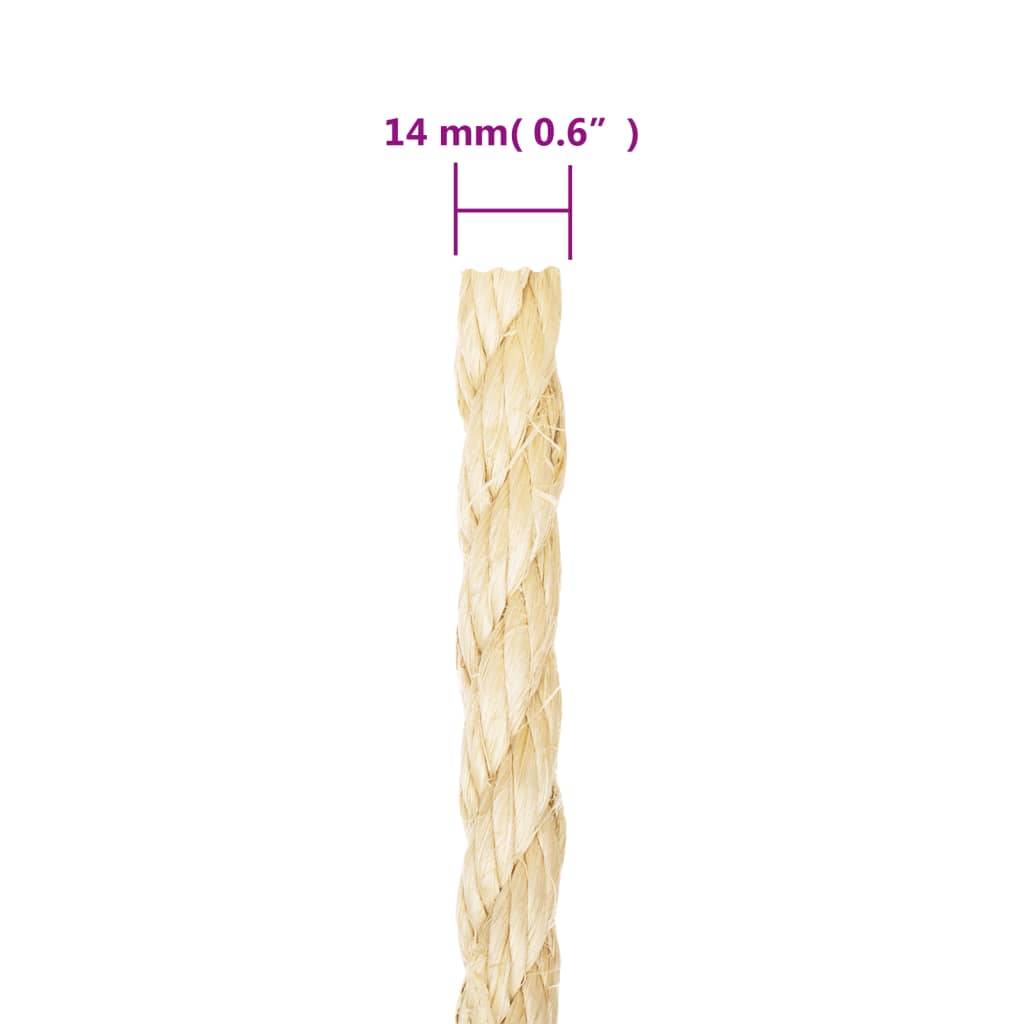 vidaXL Frânghie, 25 m, sisal 100%, 14 mm