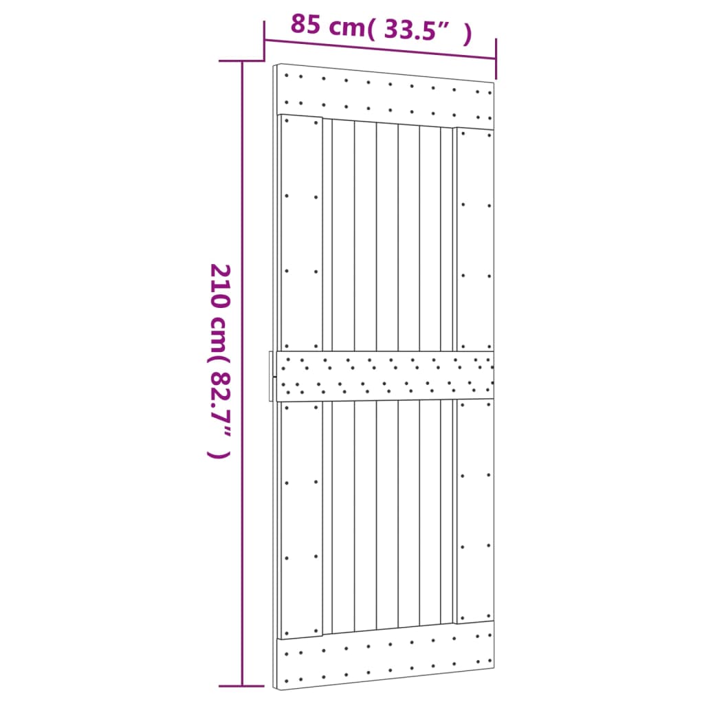 vidaXL Ușă glisantă cu set de feronerie 85x210 cm, lemn masiv de pin