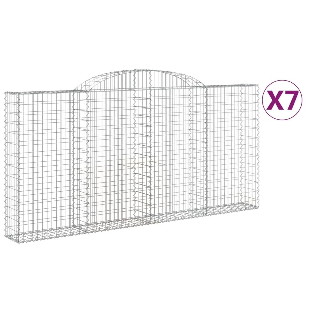 vidaXL Coșuri gabion arcuite 7 buc. 300x30x140/160 cm fier galvanizat