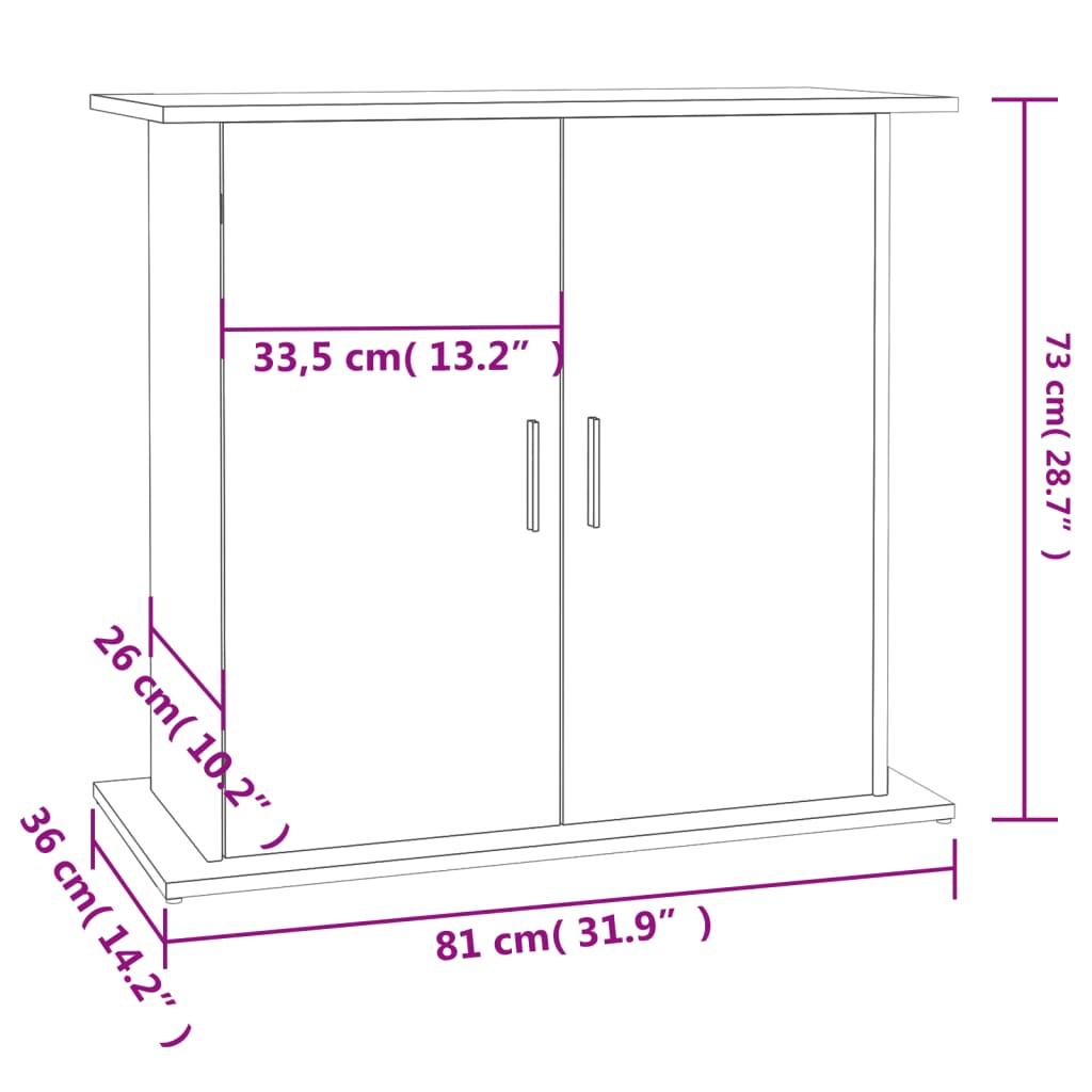 vidaXL Suport pentru acvariu, alb, 81x36x73 cm, lemn prelucrat