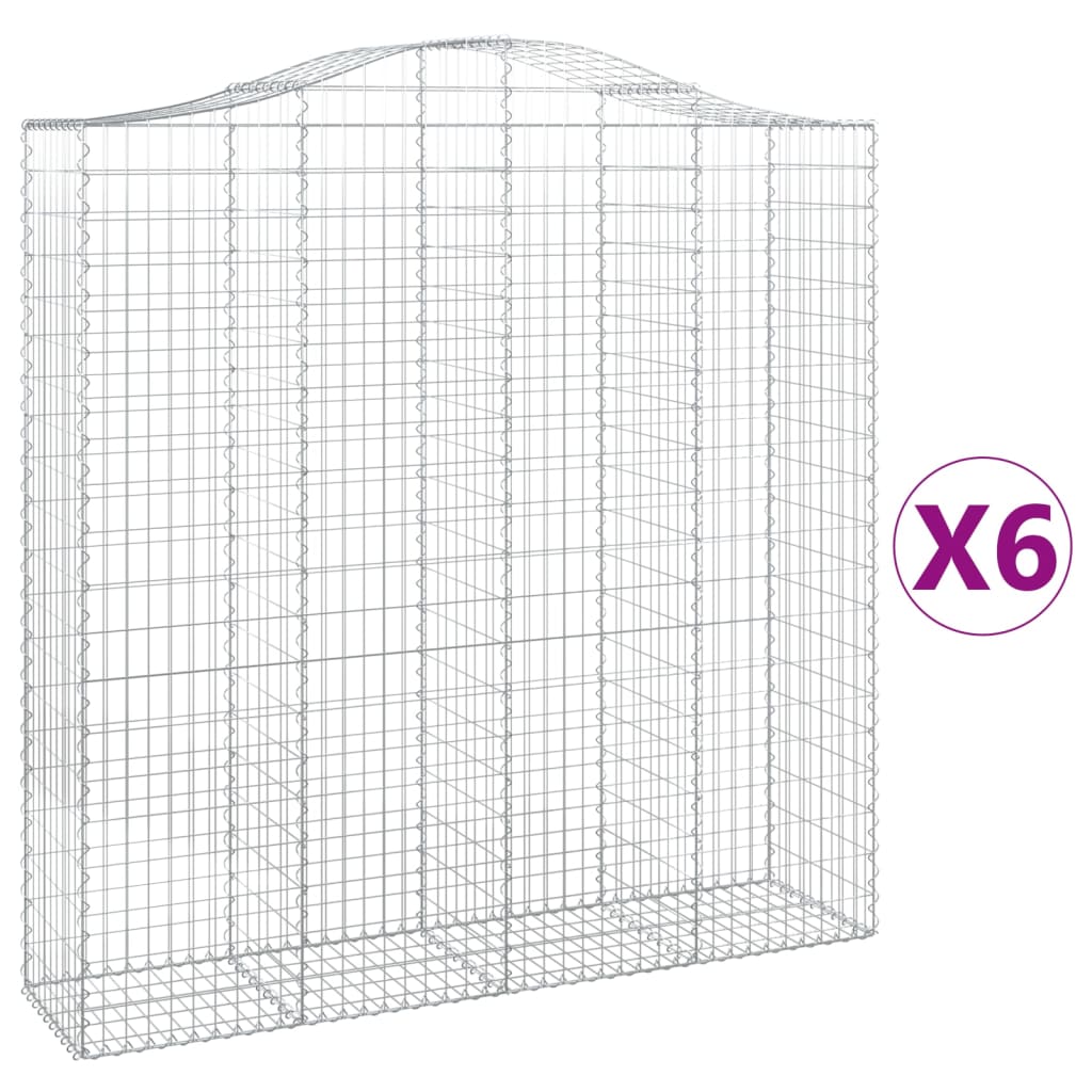 vidaXL Coșuri gabion arcuite, 6 buc 200x50x200/220 cm, fier galvanizat