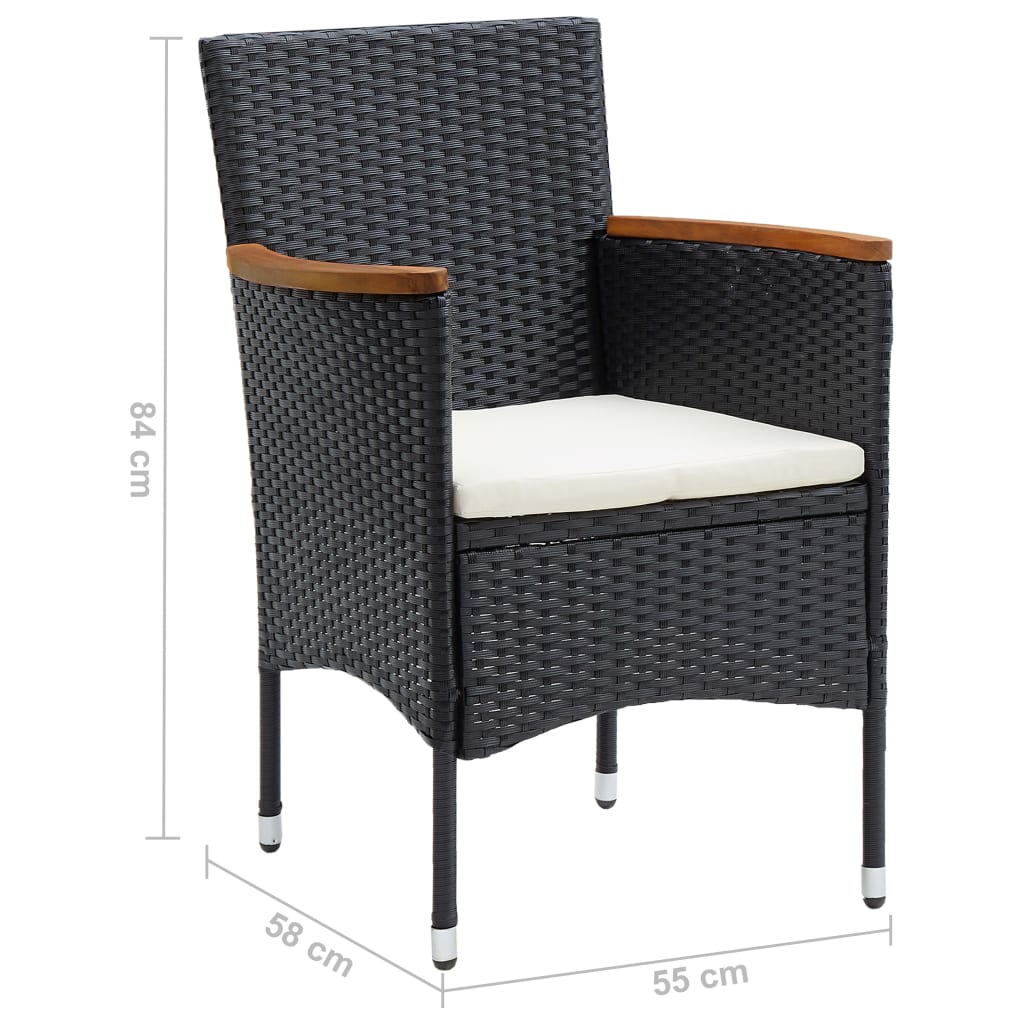 vidaXL Set mobilier de grădină, 9 piese, negru