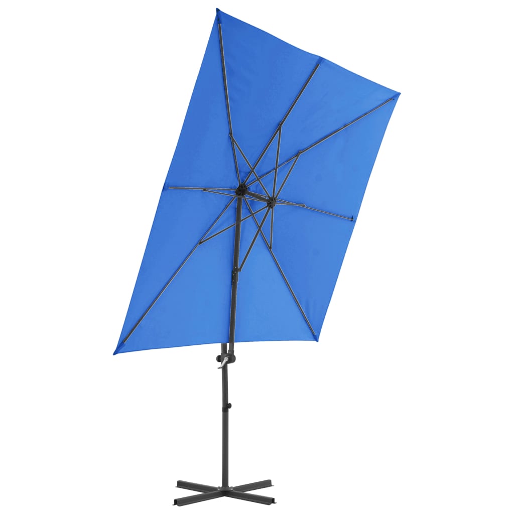 vidaXL Umbrelă în consolă, stâlp din oțel, albastru azur, 250x250 cm