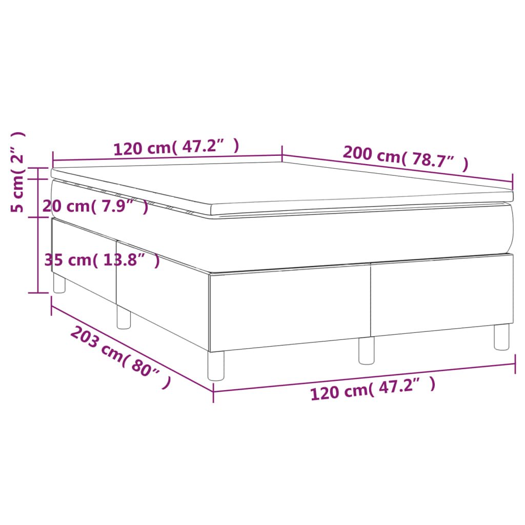 vidaXL Pat box spring cu saltea, negru, 120x200 cm, catifea