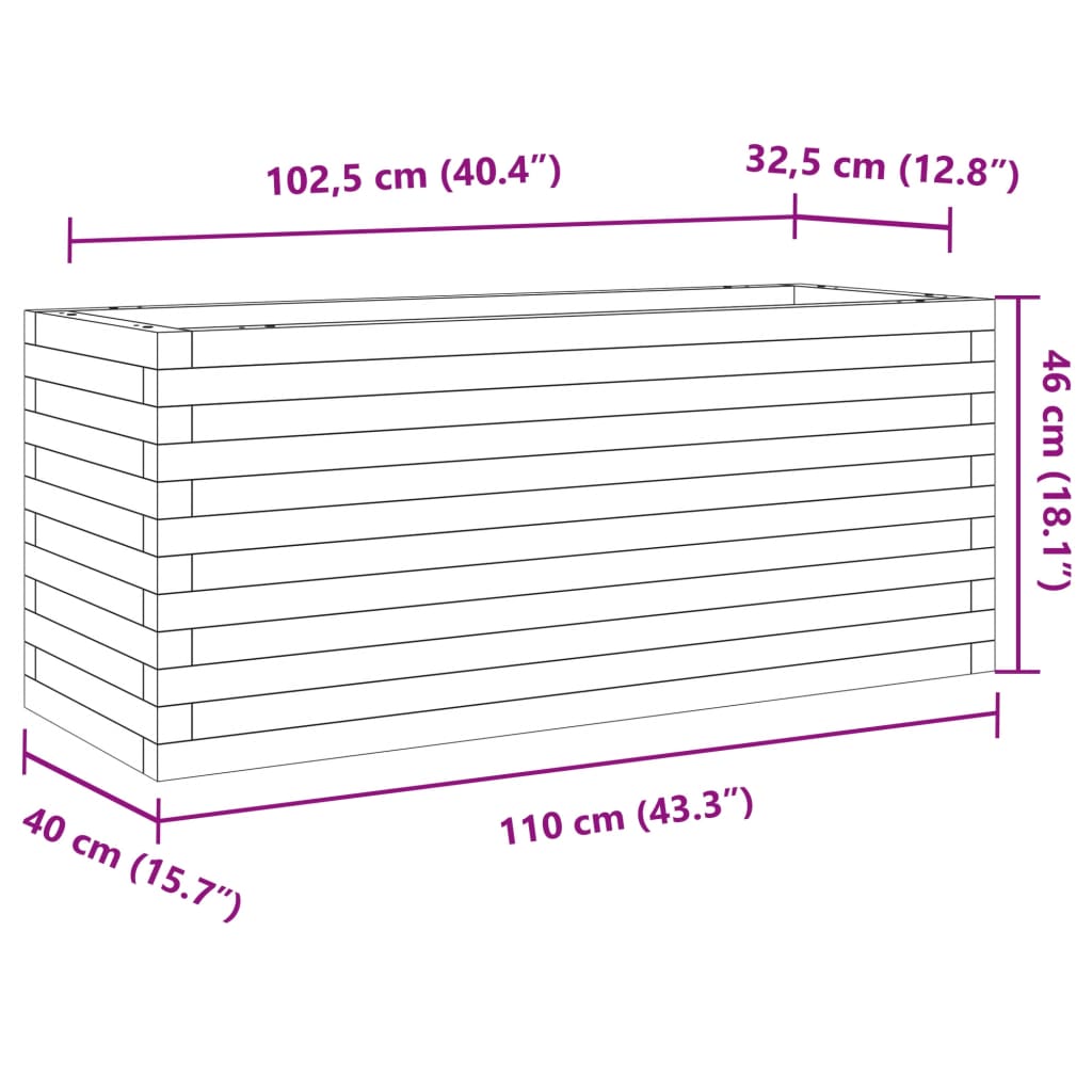 vidaXL Jardinieră de grădină, 110x40x46 cm, lemn de pin impregnat