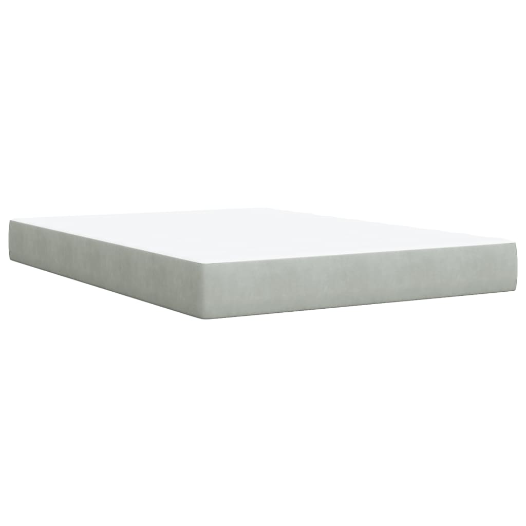 vidaXL Pat box spring cu saltea, gri deschis, 160x200 cm, catifea