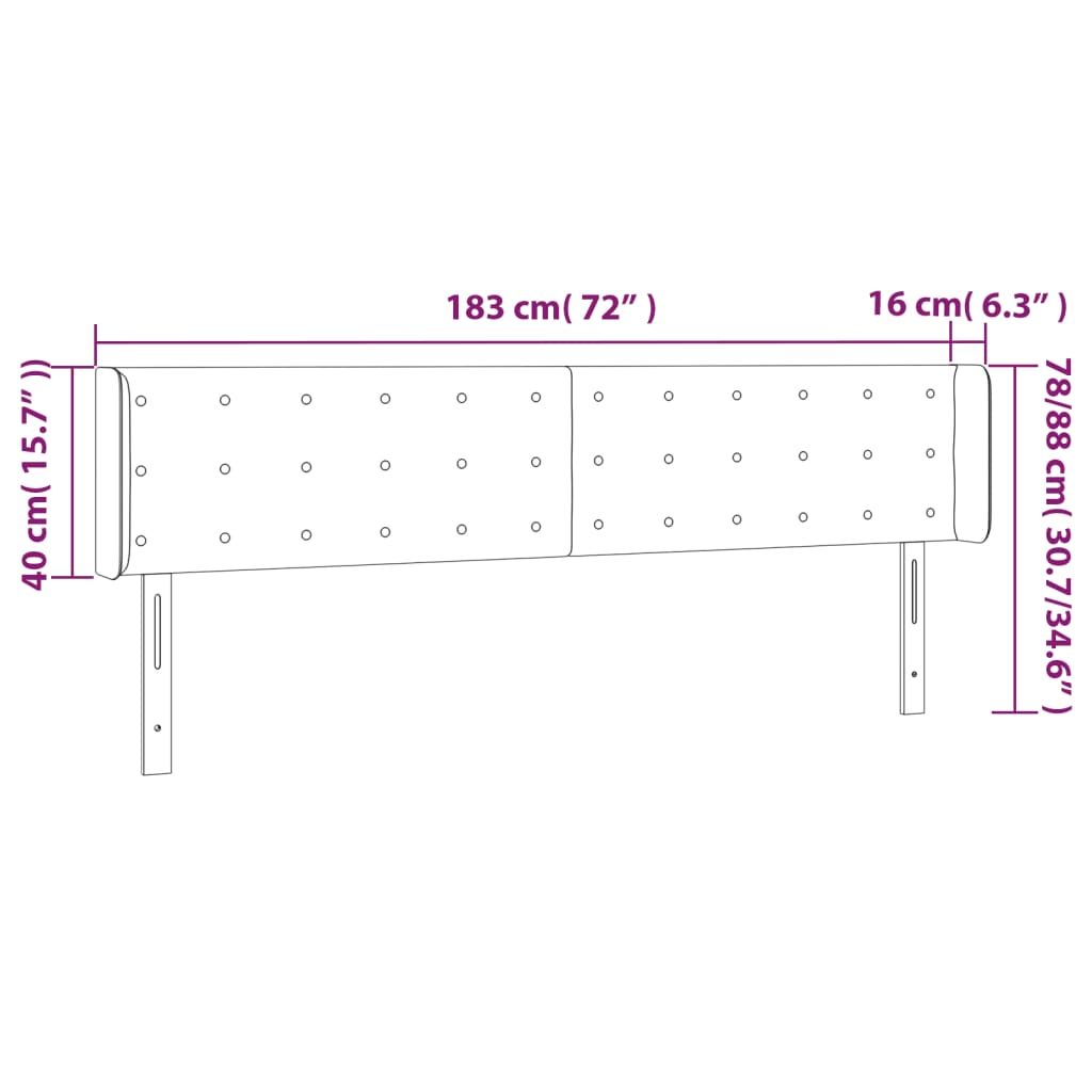 vidaXL Tăblie de pat cu LED cappuccino 183x16x78/88 cm piele ecologică