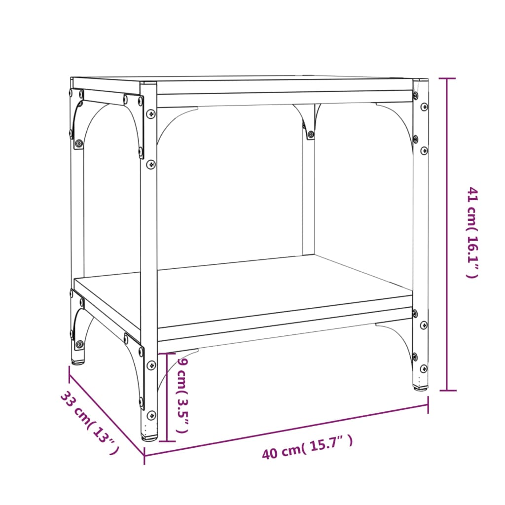 vidaXL Comodă TV, stejar fumuriu, 40x33x41 cm, lemn prelucrat și oțel