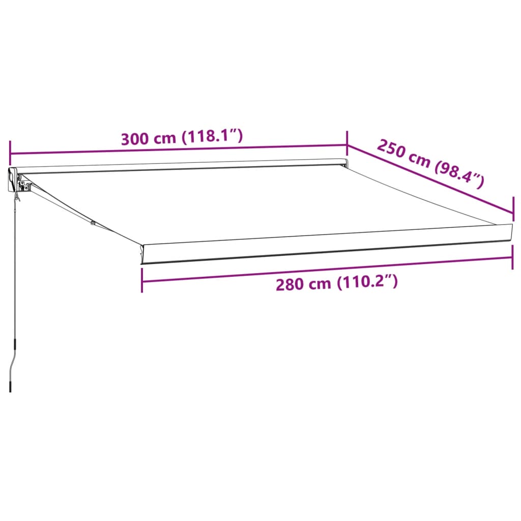 vidaXL Copertină retractabilă antracit/alb, 3x2,5 m, textil/aluminiu