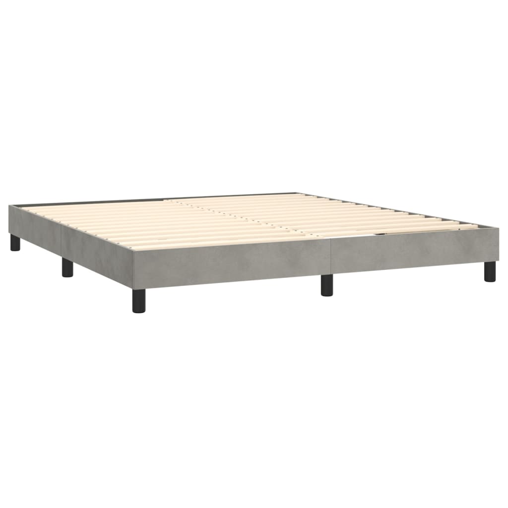 vidaXL Pat box spring cu saltea, gri deschis, 180x200 cm, catifea