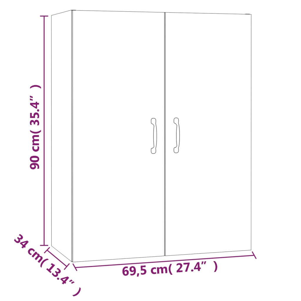 vidaXL Dulap suspendat, negru, 69,5x34x90 cm, lemn prelucrat