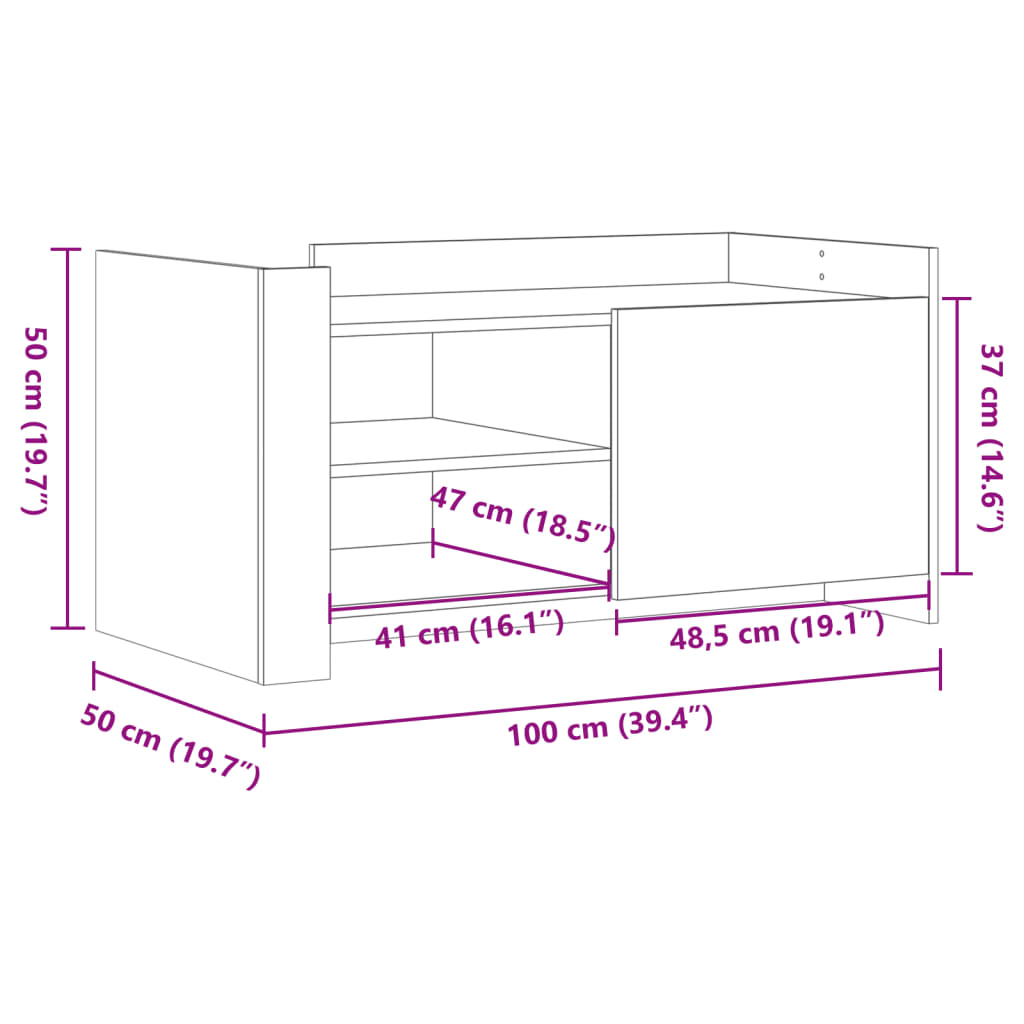 vidaXL Măsuță de cafea gri sonoma 100x50x50 cm lemn prelucrat