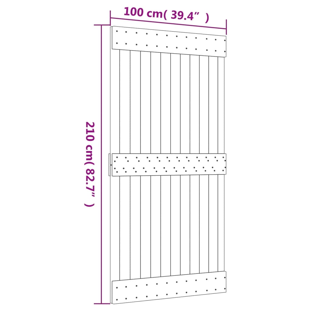 vidaXL Ușă glisantă cu set feronerie, 100x210 cm, lemn masiv de pin